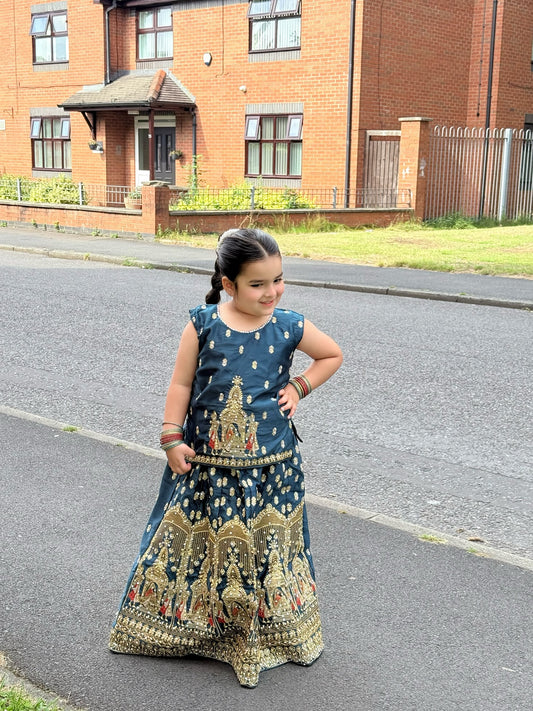 Teal Lehenga Choli-KL002