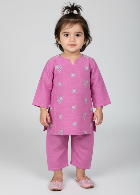 Mauve Pink 2pcs Embroidered Set KST 100