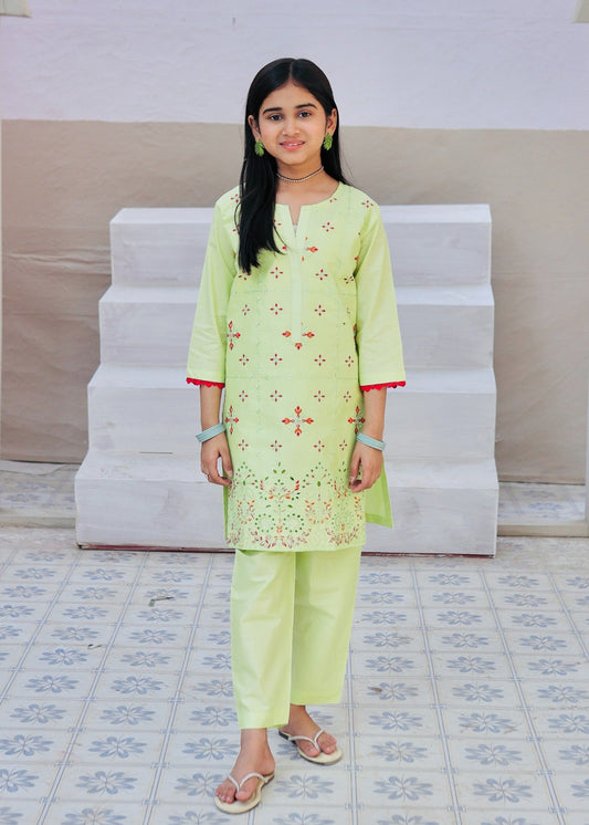 Mint Green Embroidered 2Pcs Suit KST 127