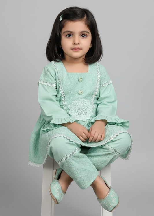 Tea Green Short Frock KST 108