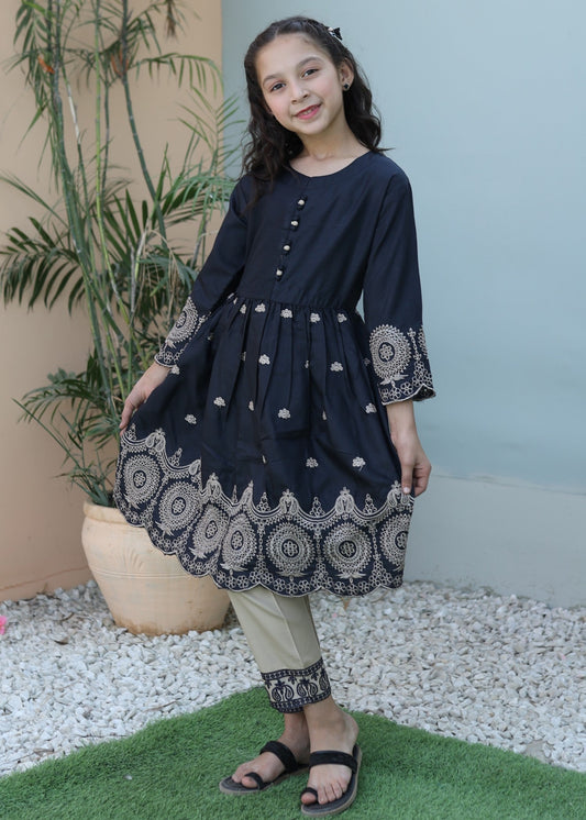 Charcoal Black Short Frock KST 093