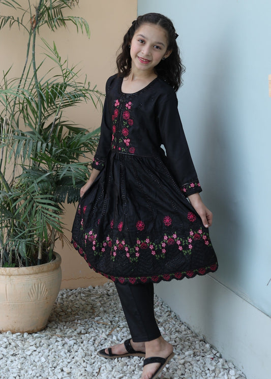 Black Multi Short Frock KST 092