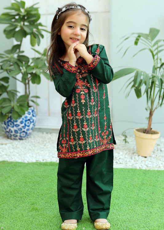 Dark Green Embroidered 2Pcs Suit KST 080