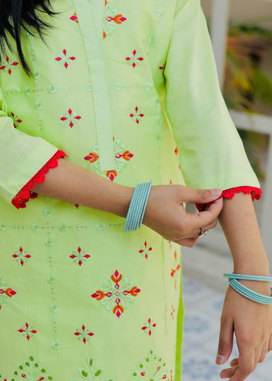 Mint Green Embroidered 2Pcs Suit KST 127