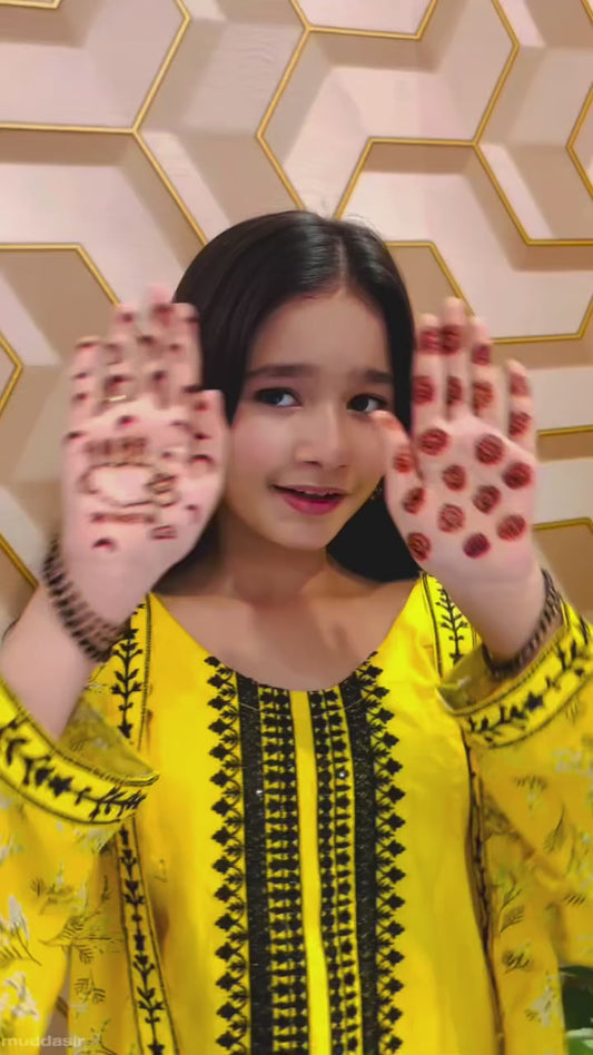 Classic Yellow Coat Style 2Pcs Embroidered Suit - KST 061